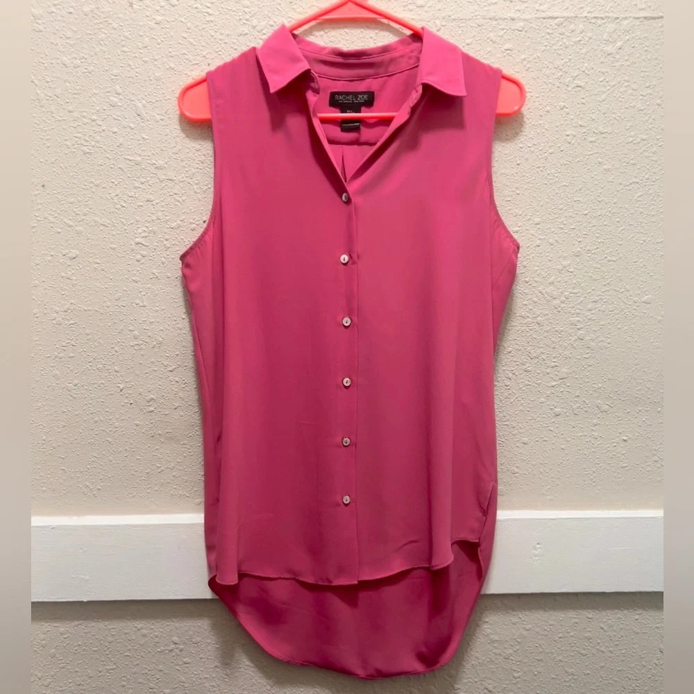 Rachel Zoe Pink Sleeveless Button Down Blouse
